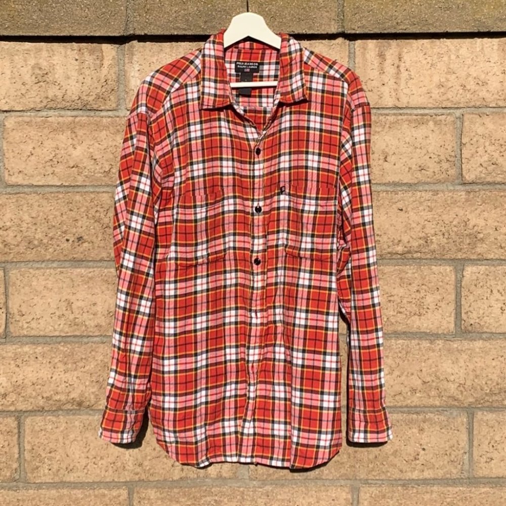 POLO RALPH LAUREN orange flannel long sleeve shirt